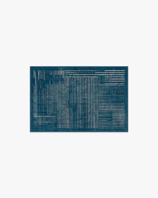 Linear Oasis Blue Rug - 60x90 - Machine Washable Area Rug - Kid & Pet Friendly - Indoor Rugs - Ruggable - image 1