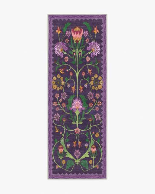 Protea Plum Rug by Iris Apfel Purple - 75x215 - Machine Washable Area Rug - Kid & Pet Friendly - Indoor Rugs - Ruggable - image 1