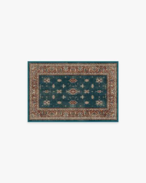 Verena Teal Blue Flatwoven Rug - 60x90 - Machine Washable Area Rug - Kid & Pet Friendly - Indoor Rugs - Ruggable - image 1
