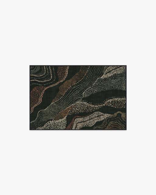 Adorned Black Multicolour Rug by Malene Barnett - 60x90 - Machine Washable Area Rug - Kid & Pet Friendly - Indoor Rugs - Ruggable - image 1
