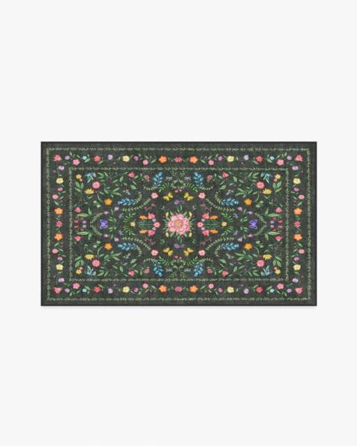 Springtime Lullaby Charcoal Multicolour Rug - 90x150 - Machine Washable Area Rug - Kid & Pet Friendly - Indoor Rugs - Ruggable - image 1