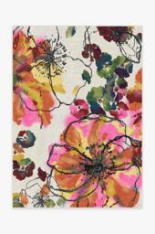 Watercolour Floral Multicolour Rug Orange - 150x215 - Machine Washable Area Rug - Kid & Pet Friendly - Indoor Rugs - Ruggable - thumbnail 1