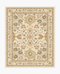Calabria Cream & Gold Rug - 245x305 - Machine Washable Area Rug - Kid & Pet Friendly - Indoor Rugs - Ruggable - thumbnail 1