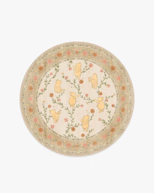 Pooh's Meadow Cream Rug Beige - 185 Round - Machine Washable Area Rug - Kid & Pet Friendly - Indoor Rugs - Ruggable - image 1
