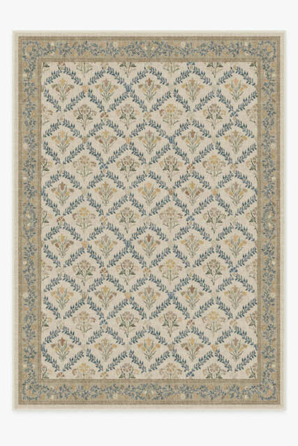 Bellflowers Ivory & Gold Rug by Morris & Co. - 305x425 - Machine Washable Area Rug - Kid & Pet Friendly - Indoor Rugs - Ruggable - image 1