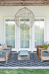 Cleo Trellis Royal Blue Outdoor Rug - 275x365 - Machine Washable Area Rug - Kid & Pet Friendly - Indoor Rugs - Ruggable - thumbnail 3