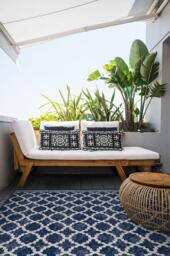 Cleo Trellis Royal Blue Outdoor Rug - 275x365 - Machine Washable Area Rug - Kid & Pet Friendly - Indoor Rugs - Ruggable - thumbnail 2