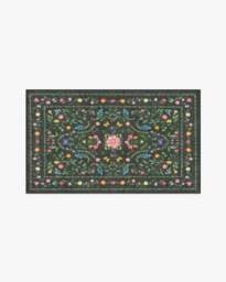 Springtime Lullaby Charcoal Multicolour Flatwoven Rug - 90x150 - Machine Washable Area Rug - Kid & Pet Friendly - Indoor Rugs - Ruggable - thumbnail 1