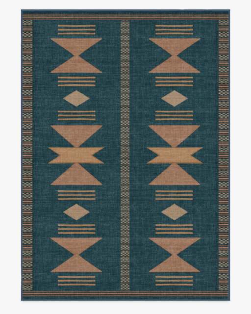 Lark Blue & Rose Flatwoven Rug - 305x425 - Machine Washable Area Rug - Kid & Pet Friendly - Indoor Rugs - Ruggable - image 1