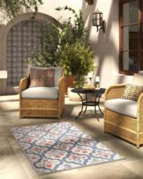 Elodie Currant & Ocean Outdoor Rug - 90x150 - Machine Washable Area Rug - Kid & Pet Friendly - Indoor Rugs - Ruggable - thumbnail 2