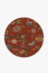 Frida Floral Red Rug - 185 Round - Machine Washable Area Rug - Kid & Pet Friendly - Indoor Rugs - Ruggable - thumbnail 1