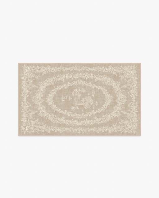 Bashful Bunny Toile Natural Rug - 90x150 - Machine Washable Area Rug - Kid & Pet Friendly - Indoor Rugs - Ruggable - image 1
