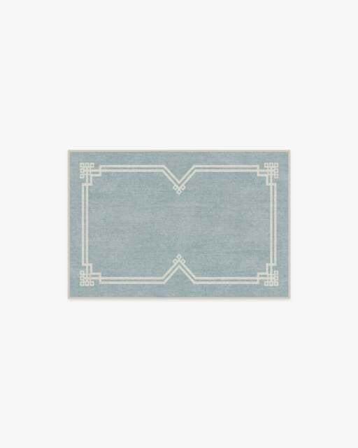 Chrysler Border Chambray Blue Rug by The Hiltons - 60x90 - Machine Washable Area Rug - Kid & Pet Friendly - Indoor Rugs - Ruggable - image 1