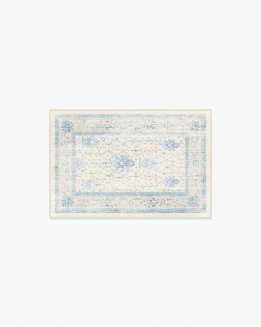 Serafina Cream & Blue Rug - 60x90 - Machine Washable Area Rug - Kid & Pet Friendly - Indoor Rugs - Ruggable - image 1