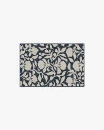 Flora Ink Blue & Ivory Flatwoven Rug by The Hiltons - 60x90 - Machine Washable Area Rug - Kid & Pet Friendly - Indoor Rugs - Ruggable - thumbnail 1