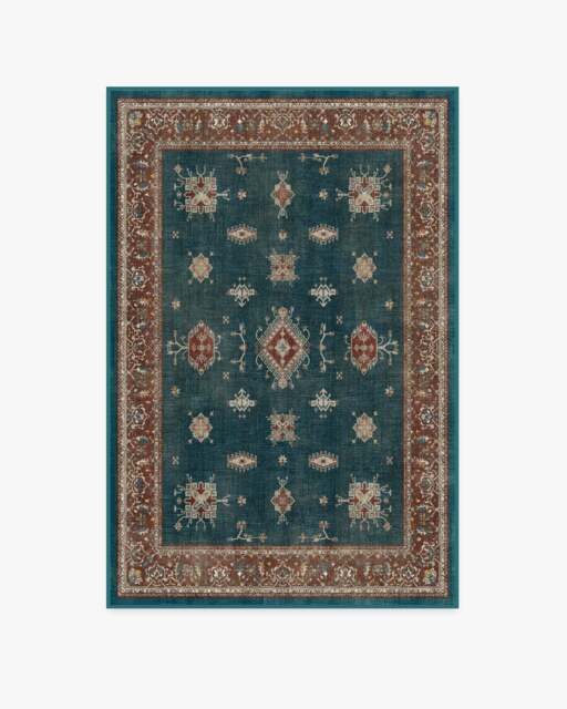 Verena Teal Blue Flatwoven Rug - 120x185 - Machine Washable Area Rug - Kid & Pet Friendly - Indoor Rugs - Ruggable - image 1