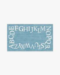 Easy as ABC Slate Blue Flatwoven Rug - 90x150 - Machine Washable Area Rug - Kid & Pet Friendly - Indoor Rugs - Ruggable - thumbnail 1