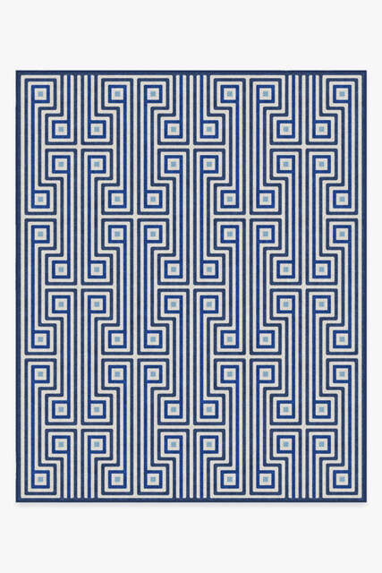 Greenwich Blue Flatwoven Rug by Jonathan Adler - 245x305 - Machine Washable Area Rug - Kid & Pet Friendly - Indoor Rugs - Ruggable