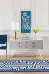 Greenwich Blue Flatwoven Rug by Jonathan Adler - 245x305 - Machine Washable Area Rug - Kid & Pet Friendly - Indoor Rugs - Ruggable - thumbnail 2