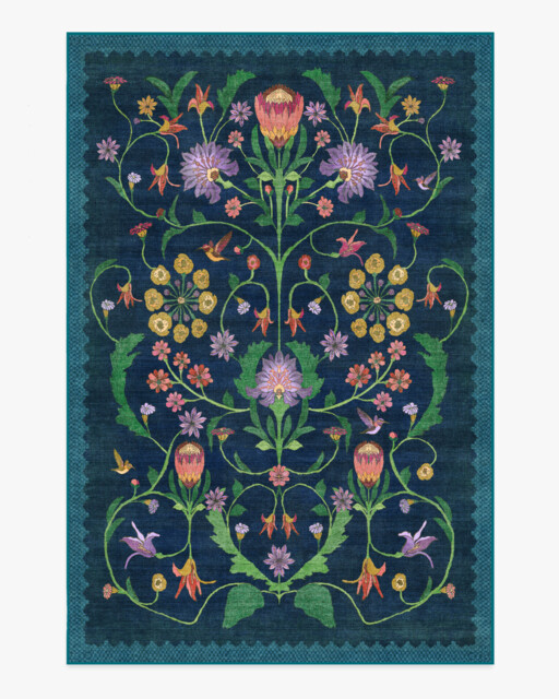 Protea Blue Rug by Iris Apfel - 185x275 - Machine Washable Area Rug - Kid & Pet Friendly - Indoor Rugs - Ruggable - image 1