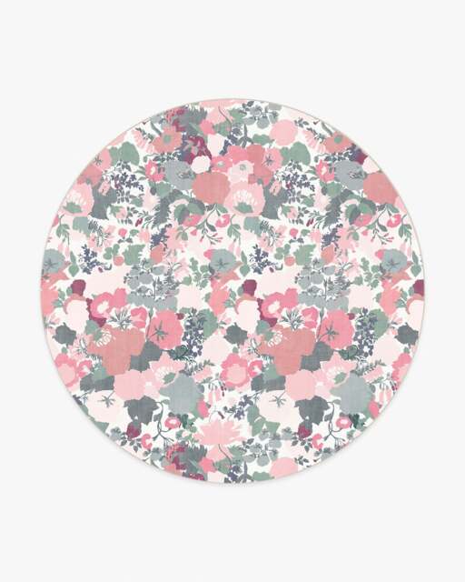 Parchment Shadow Pink Rug by Liberty - 245 Round - Machine Washable Area Rug - Kid & Pet Friendly - Indoor Rugs - Ruggable - image 1