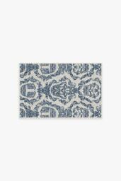 Dark Side Damask Delft Blue Flatwoven Rug - 60x90 - Machine Washable Area Rug - Kid & Pet Friendly - Indoor Rugs - Ruggable - thumbnail 1