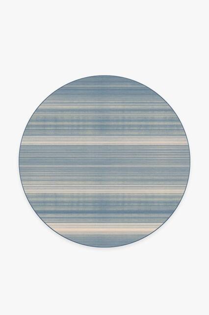 Coastal Linear Stripe Slate Flatwoven Rug Blue - 185 Round - Machine Washable Area Rug - Kid & Pet Friendly - Indoor Rugs - Ruggable - image 1