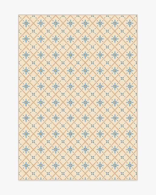 Alva Ivory & Slate Blue Rug - 150x215 - Machine Washable Area Rug - Kid & Pet Friendly - Indoor Rugs - Ruggable - image 1