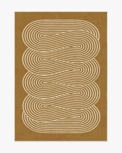 Ribbon Caramel Gold Rug by Jonathan Adler - 150x215 - Machine Washable Area Rug - Kid & Pet Friendly - Indoor Rugs - Ruggable