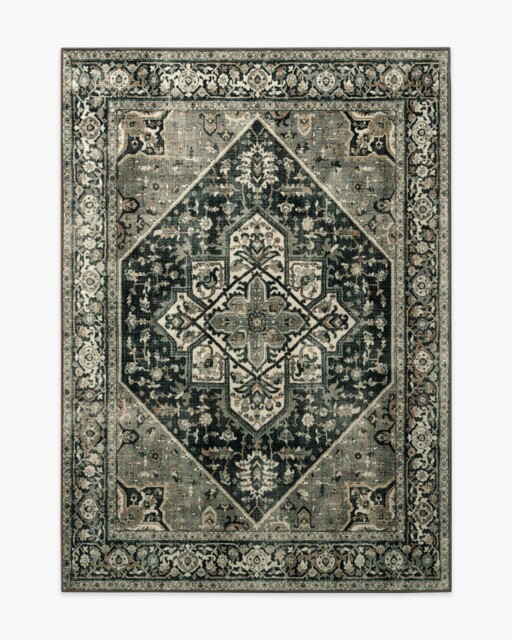 Santiago Soft Black Rug - 150x215 - Machine Washable Area Rug - Kid & Pet Friendly - Indoor Rugs - Ruggable - image 1