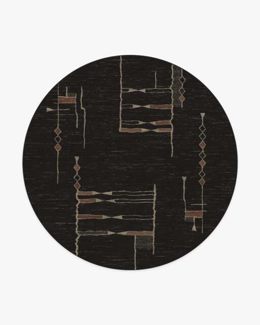 Nisa Ink Black Rug by Architectural Digest - 185 Round - Machine Washable Area Rug - Kid & Pet Friendly - Indoor Rugs - Ruggable - image 1