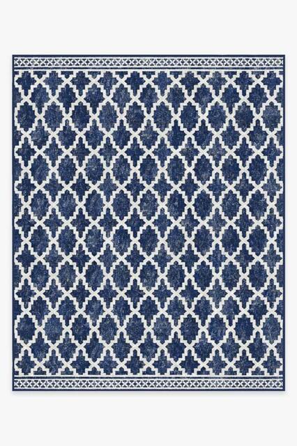 Cleo Trellis Royal Blue Outdoor Rug - 245x305 - Machine Washable Area Rug - Kid & Pet Friendly - Indoor Rugs - Ruggable - image 1