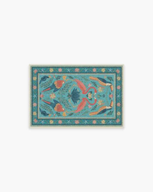 Birds Of A Feather Aqua Rug by Iris Apfel - 60x90 - Machine Washable Area Rug - Kid & Pet Friendly - Indoor Rugs - Ruggable - image 1