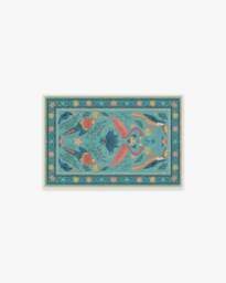 Birds Of A Feather Aqua Rug by Iris Apfel - 60x90 - Machine Washable Area Rug - Kid & Pet Friendly - Indoor Rugs - Ruggable - thumbnail 1