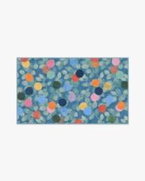 Botanical Whimsy Dots Blue Rug - 90x150 - Machine Washable Area Rug - Kid & Pet Friendly - Indoor Rugs - Ruggable - thumbnail 1