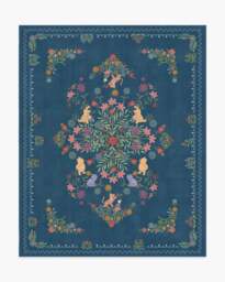 Friendship Garden Blue Multicolour Flatwoven Rug - 185 Round - Machine Washable Area Rug - Kid & Pet Friendly - Indoor Rugs - Ruggable - thumbnail 2