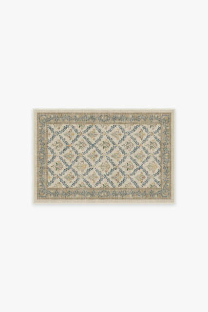 Bellflowers Ivory & Gold Flatwoven Rug by Morris & Co. - 60x90 - Machine Washable Area Rug - Kid & Pet Friendly - Indoor Rugs - Ruggable - image 1