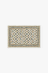 Bellflowers Ivory & Gold Flatwoven Rug by Morris & Co. - 60x90 - Machine Washable Area Rug - Kid & Pet Friendly - Indoor Rugs - Ruggable - thumbnail 1