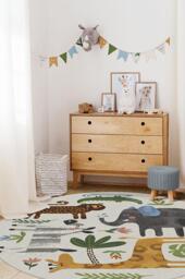 Jungle Safari Flatwoven Rug Green - 185 Round - Machine Washable Area Rug - Kid & Pet Friendly - Indoor Rugs - Ruggable - thumbnail 2