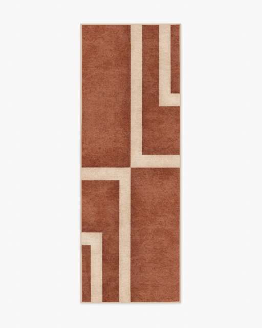 Aldo Terracotta & Cream Rug by The Local Project - 75x215 - Machine Washable Area Rug - Kid & Pet Friendly - Indoor Rugs - Ruggable - image 1