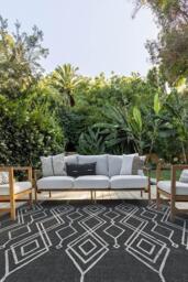 Gemma Lattice Black Outdoor Rug - 150x215 - Machine Washable Area Rug - Kid & Pet Friendly - Indoor Rugs - Ruggable - thumbnail 3