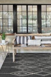 Gemma Lattice Black Outdoor Rug - 150x215 - Machine Washable Area Rug - Kid & Pet Friendly - Indoor Rugs - Ruggable - thumbnail 2