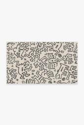 Block Party Black & Ivory Rug by Keith Haring - 185x275 - Machine Washable Area Rug - Kid & Pet Friendly - Indoor Rugs - Ruggable - thumbnail 2
