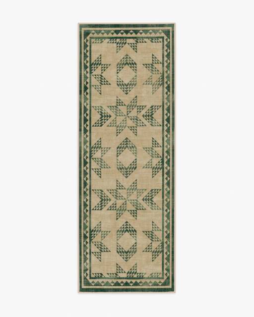 Louisa Tan & Green Rug - 75x215 - Machine Washable Area Rug - Kid & Pet Friendly - Indoor Rugs - Ruggable - image 1