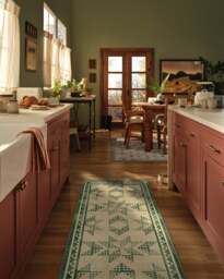 Louisa Tan & Green Rug - 75x215 - Machine Washable Area Rug - Kid & Pet Friendly - Indoor Rugs - Ruggable - thumbnail 2