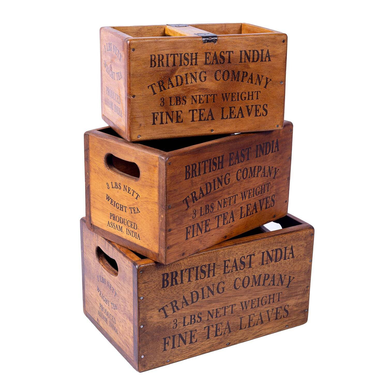 Set of 3 Nesting Medium Vintage Boxes - British East India - image 1