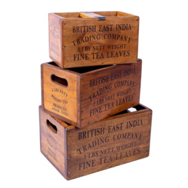 Set of 3 Nesting Medium Vintage Boxes - British East India
