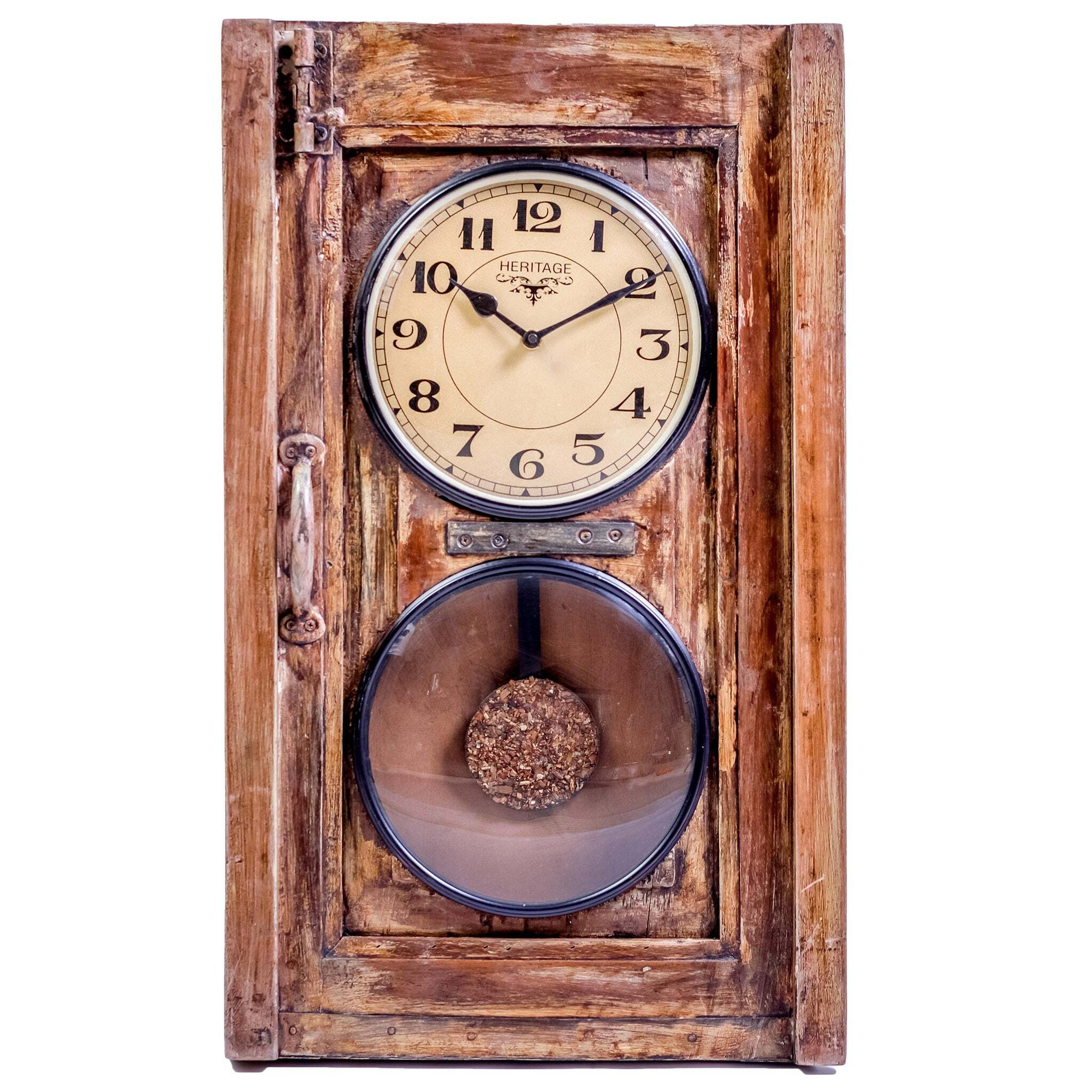 Stylish Upcycled Old Window Pendulum Wall Clock - image 1