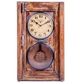 Stylish Upcycled Old Window Pendulum Wall Clock - thumbnail 1