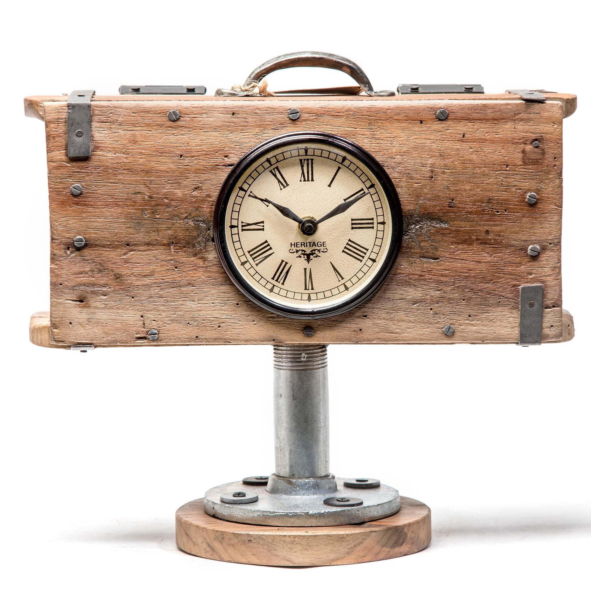 Upcycled Brick Mould Table Clock with Wooden Base - image 1